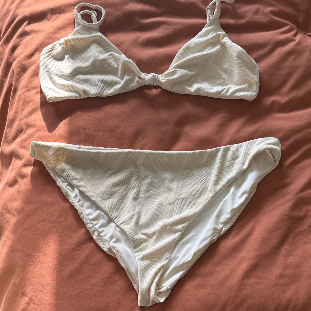 aerie Cream Textured Bikini Set